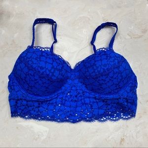 VS PINK Royal Blue Lace Bralette (Large)